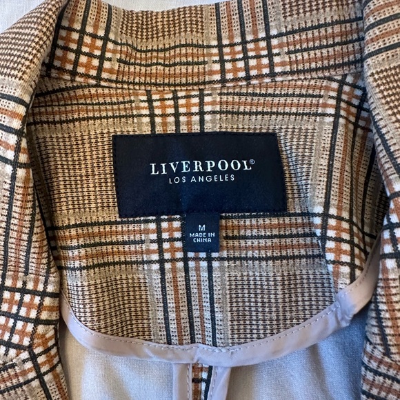 Liverpool LA Brown and Tan Checkered Blazer Medium - Picture 2 of 4